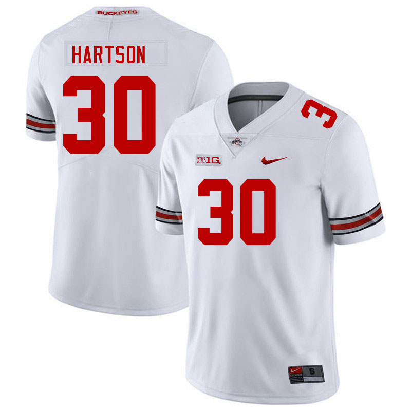 Men's Ohio State Buckeyes #30 Will Hartson White Authentic College Stitched Football Jersey 23JX041KS